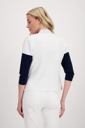 Monari Jacket Knit Colour Block White