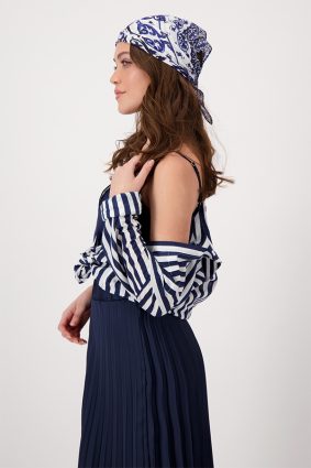 Monari Scarf Cloth Print Allover Deep Sea Ptn
