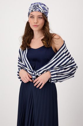 Monari Scarf Cloth Print Allover Deep Sea Ptn
