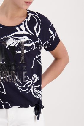 Monari T-Shirt Flower All Over Deep Sea Ptn