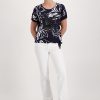 Monari T-Shirt Flower All Over Deep Sea Ptn