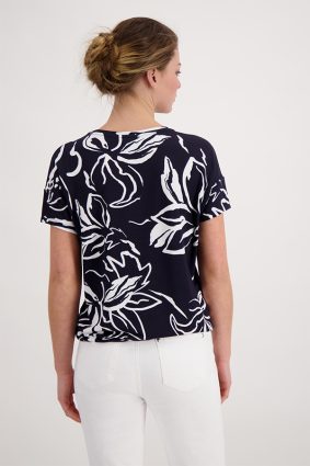 Monari T-Shirt Flower All Over Deep Sea Ptn