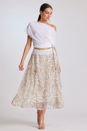 Paula Ryan arched Skirt Ivory Sand 2