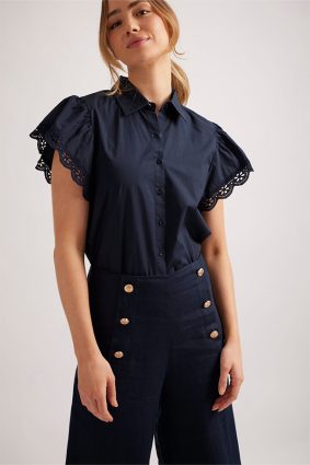 Alessandra Lara Shirt Poplin Navy