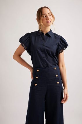 Alessandra Lara Shirt Poplin Navy