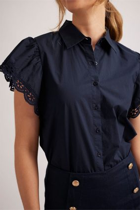 Alessandra Lara Shirt Poplin Navy