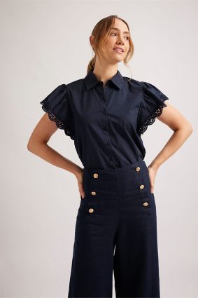 Alessandra Lara Shirt Poplin Navy