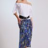 Paula Ryan Ruffle Boat Neck Peasant Top White