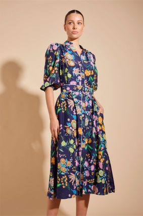 Alessandra Lyon Dress Rosa Navy
