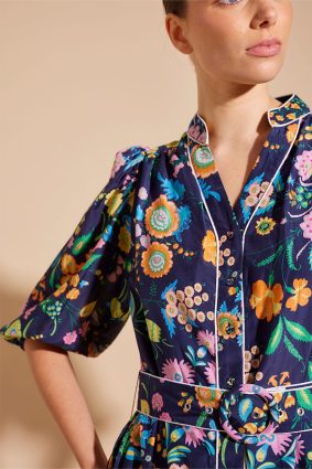 Alessandra Lyon Dress Rosa Navy