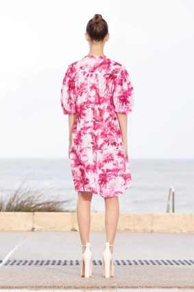 Lola Marilyn Button Dress Luxe Palm Pink