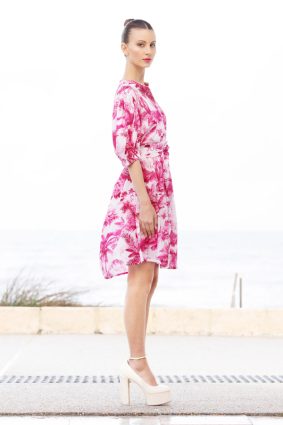 Lola Marilyn Button Dress Luxe Palm Pink