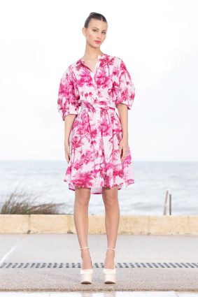 Lola Marilyn Button Dress Luxe Palm Pink