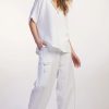 Paula Ryan Beaded V Linen Sweater White