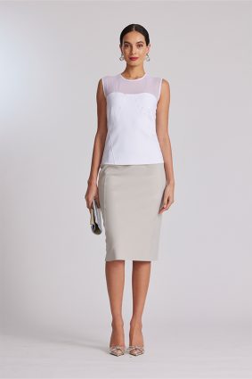 Paula Ryan Mesh Yoke Corset Top White