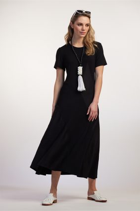 Paula Ryan Spliced A-line Linen and Viscose Dress 4_