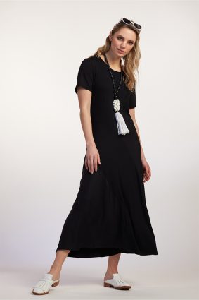 Paula Ryan Spliced A-line Linen and Viscose Dress 4_