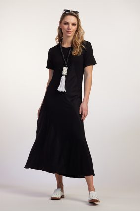 Paula Ryan Spliced A-line Linen and Viscose Dress 4_