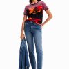 Desigual Knit T-Shirt Short Sleeve Naranja