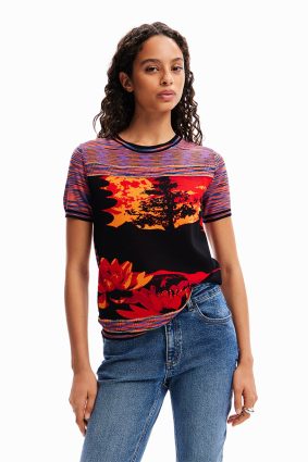 Desigual Knit T-Shirt Short Sleeve Naranja