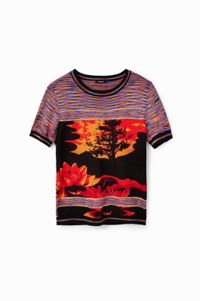 Desigual Knit T-Shirt Short Sleeve Naranja