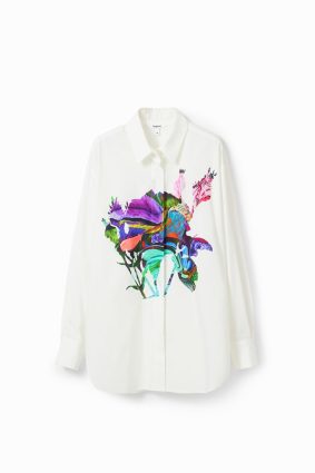 Desigual Woven Shirt Long Sleeve Blanco Print