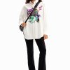 Desigual Woven Shirt Long Sleeve Blanco Print
