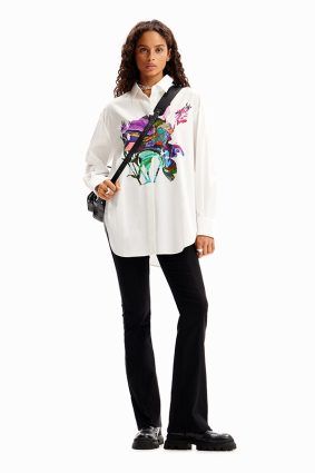 Desigual Woven Shirt Long Sleeve Blanco Print