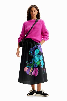Desigual Woven Skirt Evase Negro