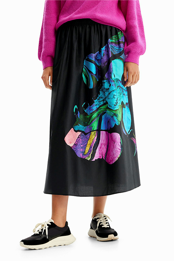 Desigual Woven Skirt Evase Negro