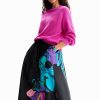 Desigual Woven Skirt Evase Negro