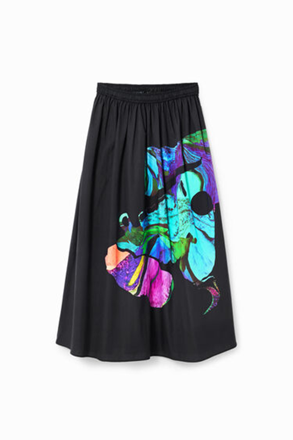 Desigual Woven Skirt Evase Negro