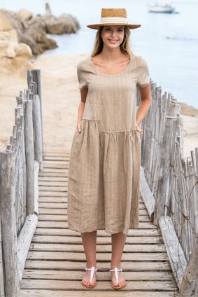Kokomarina Yamaga Dress Beige Stripe