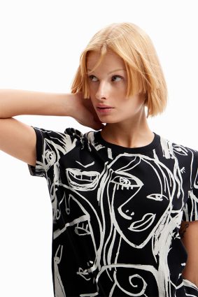 Desigual T-Shirt Negro Faces