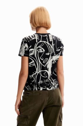 Desigual T-Shirt Negro Faces