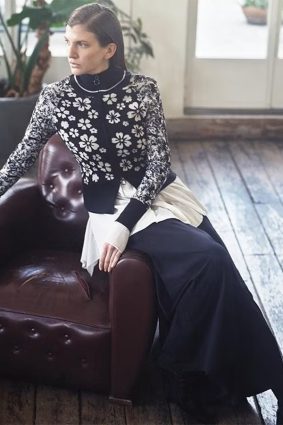 HIGH Furtive Cardigan Navy White Floral