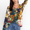 Johnny Was Janie Favorite L_S V-Neck Swing Tee Multi