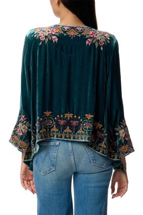 Johnny Was Joanna Velvet Bolero Deep Teal