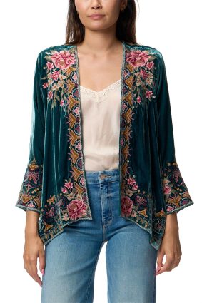 Johnny Was Joanna Velvet Bolero Deep Teal