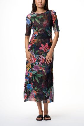 Johnny Was Neon Jungle Mesh Midi Dress Multi