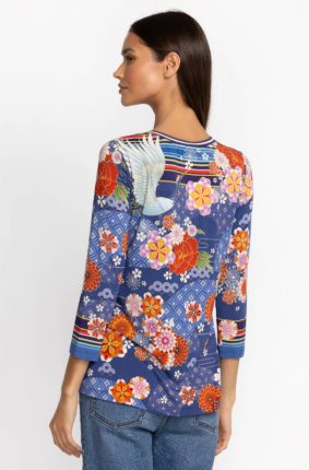 Johnny Was Pajaro Favorite 3_4 Sleeve V-Neck Tee Multi