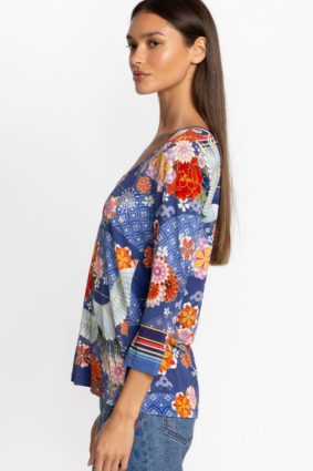 Johnny Was Pajaro Favorite 3_4 Sleeve V-Neck Tee Multi