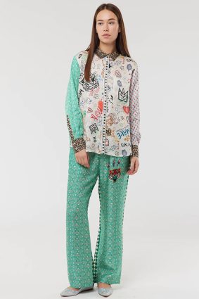 Me369 Isabel Mixed Print Shirt Graffiti
