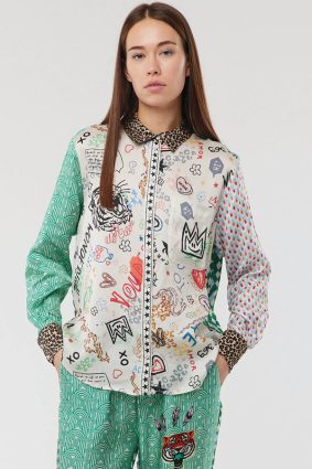 Me369 Isabel Mixed Print Shirt Graffiti