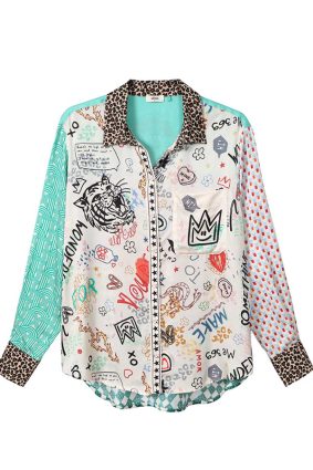 Me369 Isabel Mixed Print Shirt Graffiti
