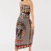 Me369 Vanessa Printed Midi Skirt Chocolate