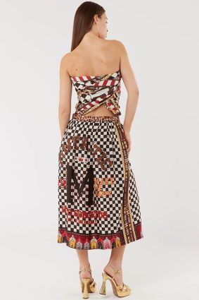 Me369 Vanessa Printed Midi Skirt Chocolate
