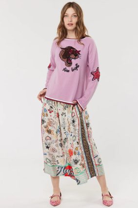 Me369 Vanessa Printed Midi Skirt Graffiti