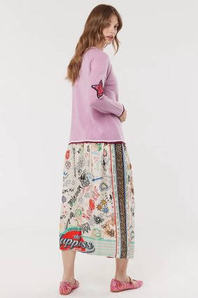 Me369 Vanessa Printed Midi Skirt Graffiti