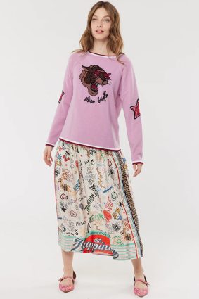 Me369 Vanessa Printed Midi Skirt Graffiti